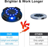 Solar Pathway Lights Outdoor 12 Packs, Bright Blue 16 LEDs Solar Ground Lights Walkway Lights with Side Light | Lumora