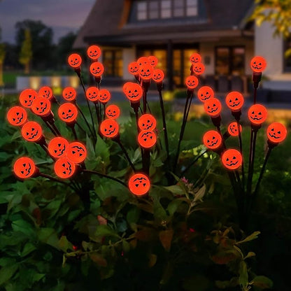 2PCS Halloween Solar Lights Outdoor, Waterproof Solar Pathway Lights, Halloween Party Decoration Lights Atmosphere Lights Lamps, Wireless Outdoor Décor for Yard, Lawn, Patio, Party (Orange)