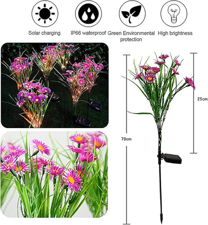Solar Garden Stake Lights,28 LED Daisy Flower Decorative Lights Outdoor Waterproof Solar Powered Landscape Lights for Yard/Patio/Walkway/Pathway/Path Light (Pink)