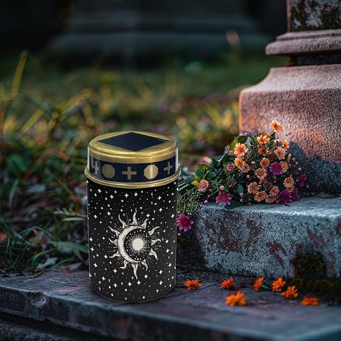 Sun Moon Solar Garden Lights for Cemetery Solar Lights Outdoor Garden, Eternal Lights for Cemetery Grave Decorations