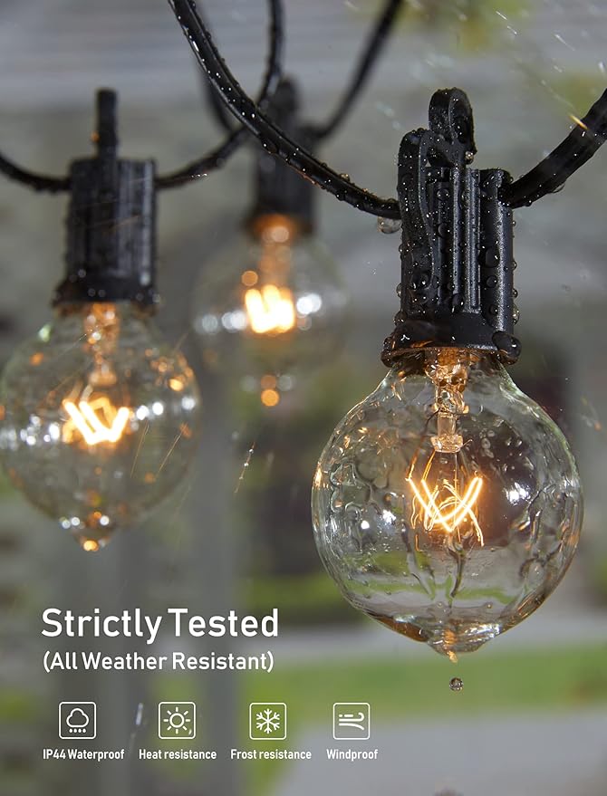 Outdoor String Light 55Feet G40 Globe Patio Lights with 52 Edison Glass Bulbs(2 Spare), Waterproof Connectable | Lumora