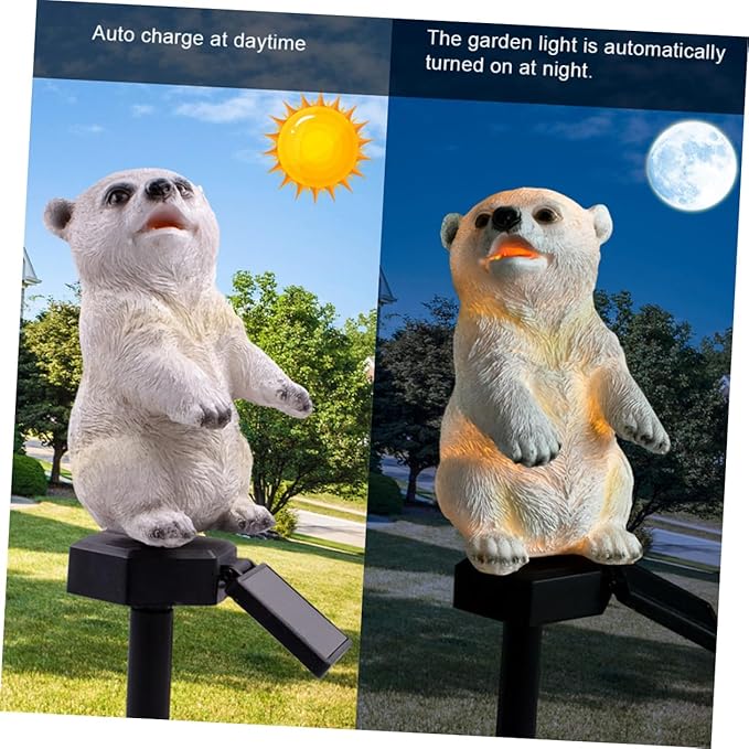Uonlytech Solar Led Polar Bear Lawn Light Colorful Garden Lamp for Outdoor Landscape Decoration Automatic Night Lighting for Pathways Flowerbeds and Walkways