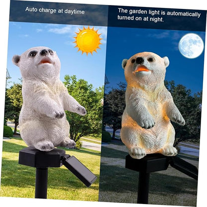 Uonlytech Solar Led Polar Bear Lawn Light Colorful Garden Lamp for Outdoor Landscape Decoration Automatic Night Lighting for Pathways Flowerbeds and Walkways