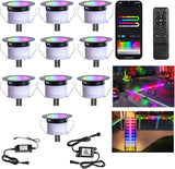 Recessed Smart Deck Lights Kit, 10 Pack Ø 1.77" RGBW+IC Multicolor Dynamic Low Voltage Landscape Lights IP67 | Lumora