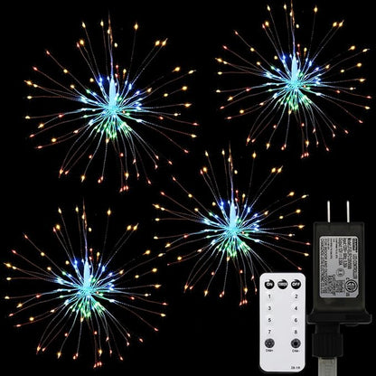 480 LED Firework Copper Wire Starburst Lights, 8 Modes with Remote Control, Dimming, Timer (Multicolor)