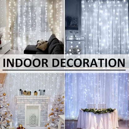 Solhice LED Curtain Lights Outdoor 30ft x10ft Cool White, 720 LED Plug in Hanging Christmas String Lights Indoor, Twinkle Light Backdrop for Outside Backyard Wedding Bedroom Decor (Not Connectable)