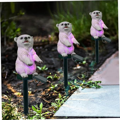 Uonlytech Solar Led Polar Bear Lawn Light Colorful Garden Lamp for Outdoor Landscape Decoration Automatic Night Lighting for Pathways Flowerbeds and Walkways