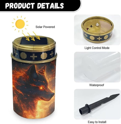 Outdoor Solar Garden Lights,Cool Wolf Waterproof Solar Outdoor Lights,Solar Stake Lights for Cemetery Grave Garden Patio Yard Lawn Decoration