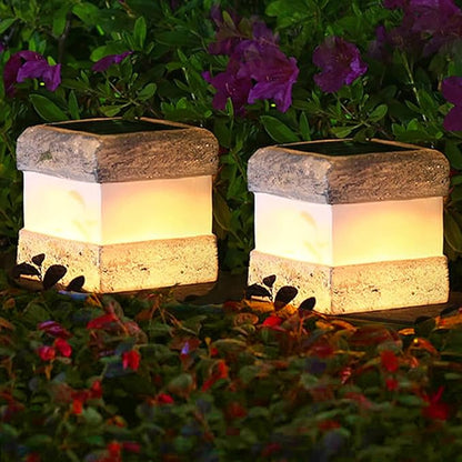 Larekook 2 Pack Solar Rock Lights Outdoor Halloween Decorations,Solar Lights Outdoor Waterproof Fake Rock Light with Warm LED Light for Lawn Landscape Decks Yard Pathway Garden Decor(Grey)