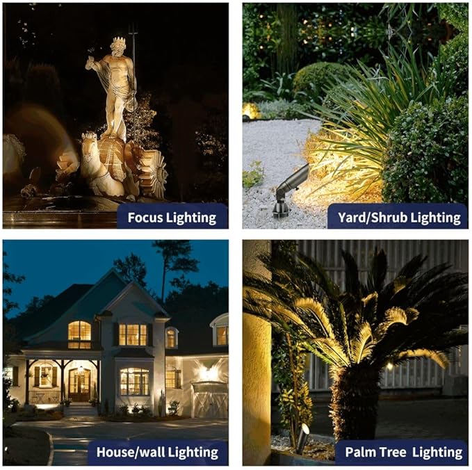 Gardenreet 12V Brass Spot Lights - Low Voltage Landscape Spotlight Outdoor, MR8 Wired LED Uplights Waterproof | Lumora