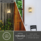 VAXCEL Douglas 1-Light 8 in. Wide Warm Bronze Indoor-Outdoor Rustic Flush Mount Wall Sconce with Pinecone Cutout | Lumora