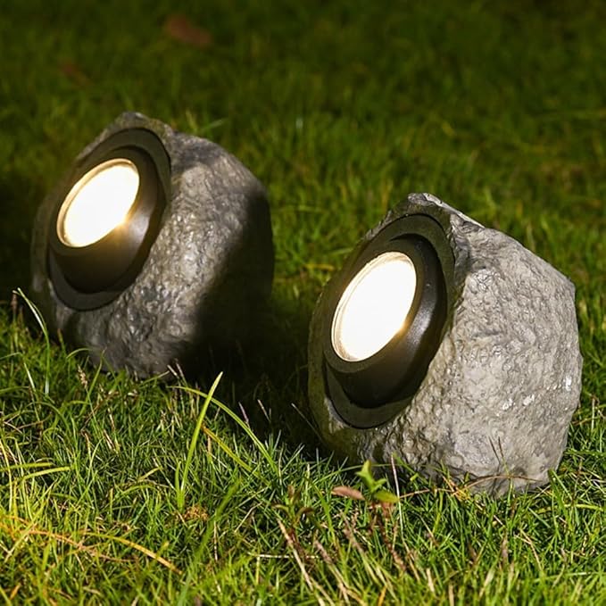 IP65 Waterproof Solar Stone Light for Garden Pathway and Patio Outdoor Lighting Featuring Solar Powered LED and Two Adjustable Lighting Modes