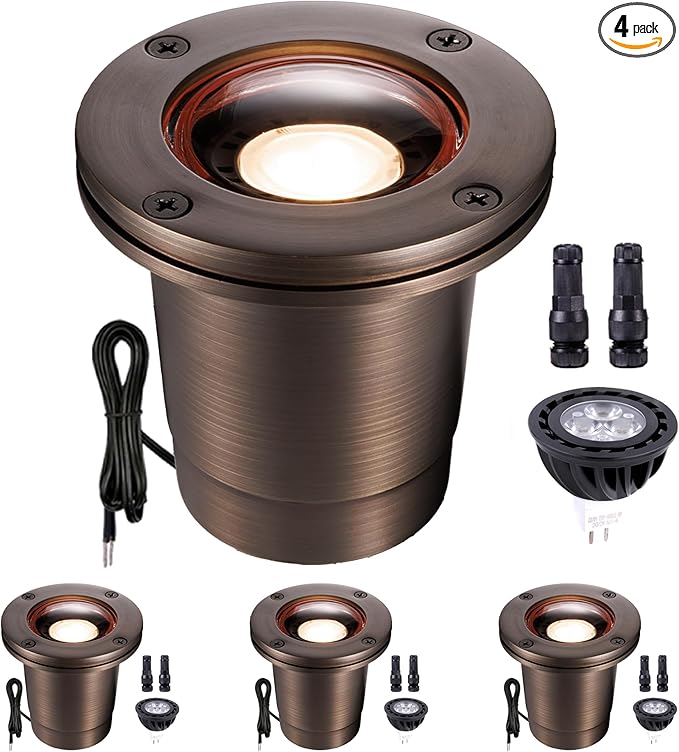 Gardenreet Brass In Ground Well Light - Ip67 Low Voltage Outdoor Light, 12V LED Landscape Lighting, Antique Bronze | Lumora