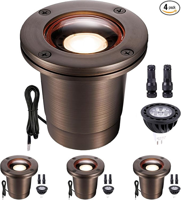 Gardenreet Brass In Ground Well Light - Ip67 Low Voltage Outdoor Light, 12V LED Landscape Lighting, Antique Bronze | Lumora