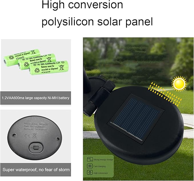 2Pcs Solar Flowers Lights Outdoor Waterproof Single Head Rose Flowers Stake Light Garden Landscape Lighting for Outdoor Yard Lawn Path Balcony Party Decoration
