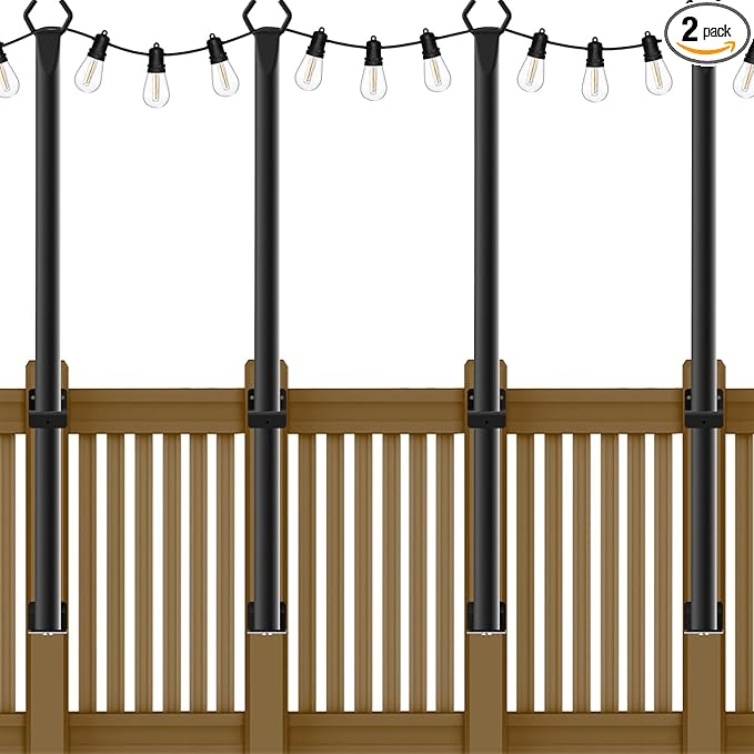 4 Pack String Light Poles,5Ft Metal Poles for Outdoor String Lights,Outdoor Light Poles with Post,Poles/Stand for | Lumora