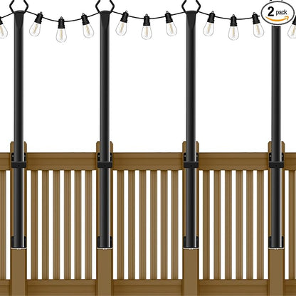 4 Pack String Light Poles,5Ft Metal Poles for Outdoor String Lights,Outdoor Light Poles with Post,Poles/Stand for Outside,Patio,Deck,Backyard,Garden Wedding,Party