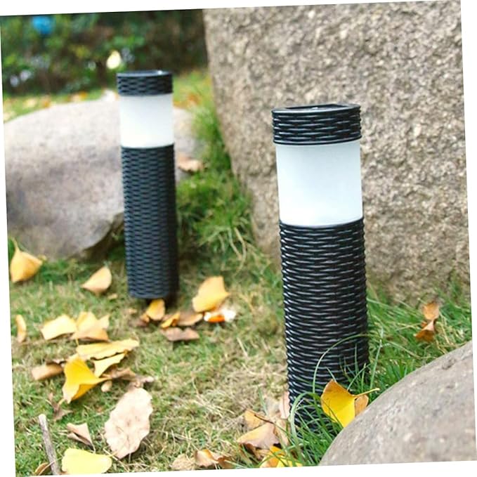 Lurrose Solar Garden Light Led Outdoor Stake Light Solar-Powered Landscape Lighting for Garden Decor Easy to Install Imitation Rattan Design for Use
