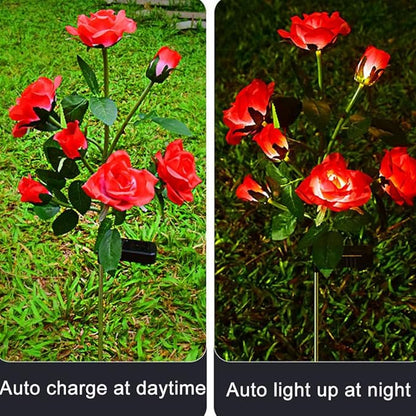 Aolyty Solar Garden Lights Outdoor, Solar Powered Stake Flower Light, IP65 Waterproof Solar Decorative Rose Flowers Lights for Patio Pathway Yard Lawn Decor (White, 7 Rose)