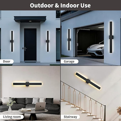 2 Pack LED Modern Outdoor Wall Lights Dimmable 3-Color Temperature 70.8in Exterior Lighting Fixtures IP65 Waterproof Outside Lights for House Hallway Garage Patio