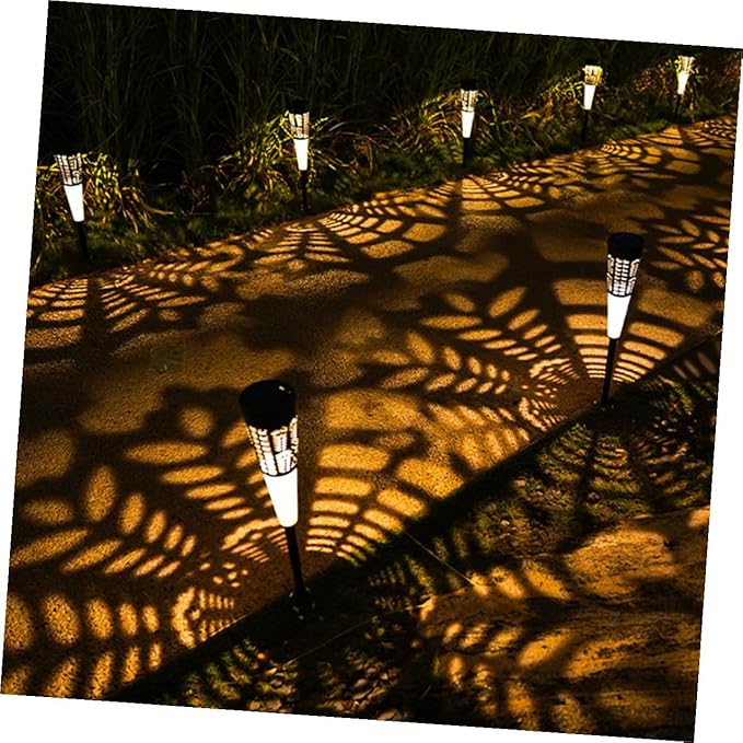 6pcs Solar Powered Garden Pathway Lights, Waterproof Outdoor Lawn Stake Lights with Warm and Colorful Projection, Decorative Ground Lighting for Yard and Patio Landscaping