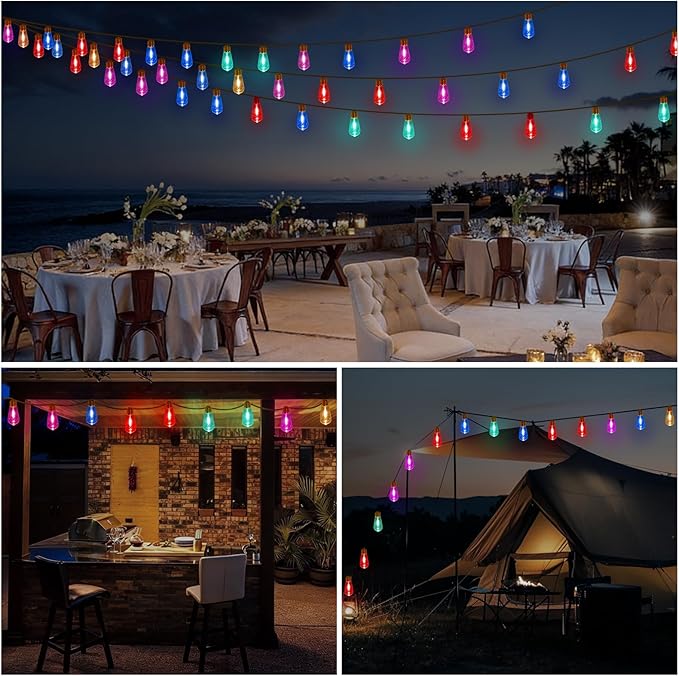 (New) Outdoor String Lights, 24FT 20 LED Bulbs Shatterproof Patio Lights, IP65 Waterproof 8 Light Modes Plug-in | Lumora