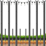 String Light Poles 6 Pack,Poles for Hanginig Outdoor String Lights with Fork and Fence Clamp | Lumora