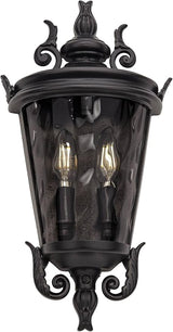 John Timberland Casa Marseille European Outdoor Wall Light Fixture Textured Black Scroll 17" Clear Hammered Glass | Lumora