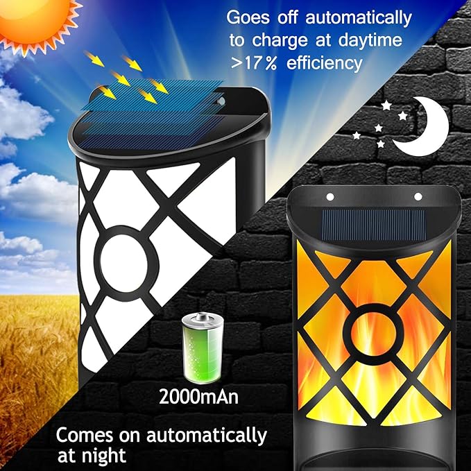 Aityvert Solar Flame Lights Outdoor, Waterproof Flickering Flame Solar Light Dark Sensor Auto On/Off 66 LED Solar | Lumora