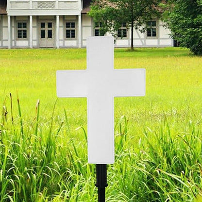 jojomis White Solar Cross Garden Decor Path Lawn Yard Acrylic Outdoor Landscape 250x80x570mm
