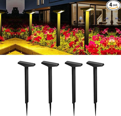 Solar Pathway Lights 4 Pack Outdoor, Waterproof Solar Garden Lights for Lawn, Patio, Walkway ，Auto On/Off, Warm White 3000K Decorative Landscape Lighting