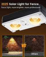 Solar Fence Lights Outdoor Waterproof, 80 Lumens Solar Lights for Fence with Warm White & RGB 8 Colors,Outdoor | Lumora