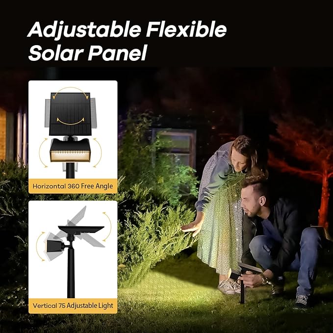 Consciot Warm White Solar Spot Lights Outdoor,Dusk-to-Dawn 600LM 360°Adjustable Solar Landscape Spotlights with | Lumora