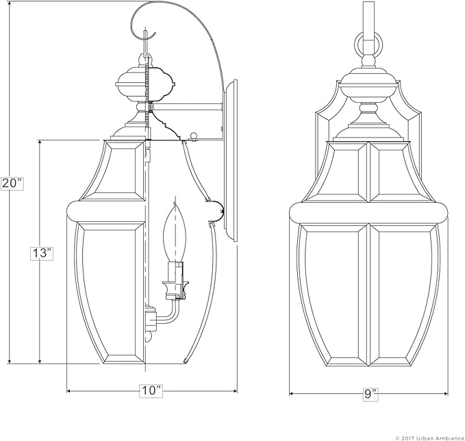 Urban Ambiance Luxury Colonial Outdoor Wall Light, Large Size: 20" H x 10.5" W, with Tudor Style Elements | Lumora