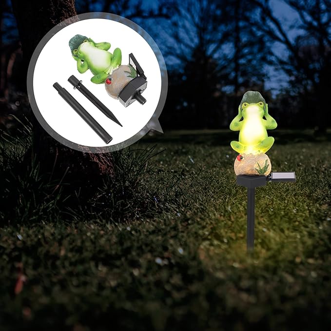 Solar-Powered Frog Stake Light Outdoor Garden Decorative Solar Stake Lamp Waterproof Landscape Lighting for Yard Pathway