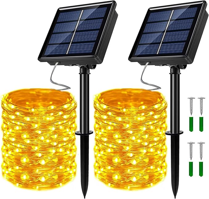 2 Pack Solar Powered Fairy String Lights Outdoor Waterproof 8 Modes Twinkle Christmas Decorations Lights, Each | Lumora
