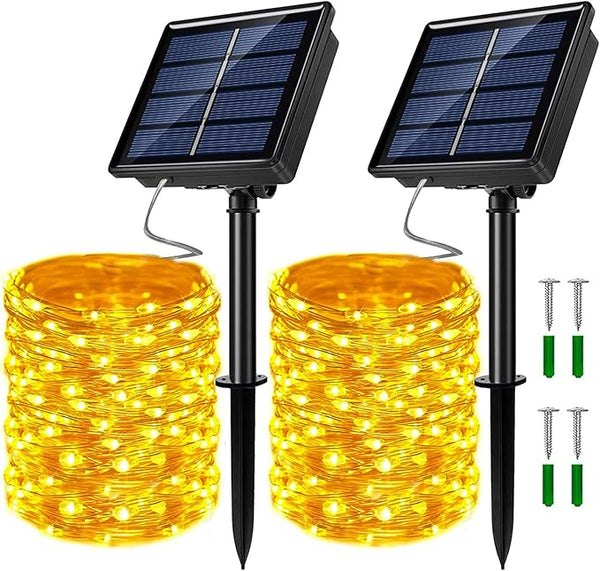 2 Pack Solar Powered Fairy String Lights Outdoor Waterproof 8 Modes Twinkle Christmas Decorations Lights, Each | Lumora