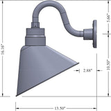 12in. Satin Black Angle Shade Gooseneck Sign Light Fixture with 10in. Long Extension Arm - Wall Sconce Farmhouse | Lumora