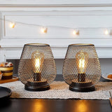 TRIROCKS Set of 2 Medium Battery Powered Outdoor Lantern 6.5'' High Metal Table Lamp Cordless Battery Operated | Lumora