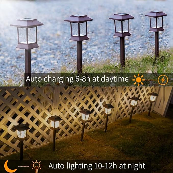 6Pack Solar Pathway Lights Outdoor Waterproof IP65, Solar Lights Outdoor with Hook, Upgraded 1000mAH Battery, Up to | Lumora
