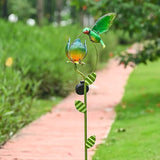 TERESA'S COLLECTIONS Glass Flower Bird Pathway Solar Outdoor Light for Garden Decor, 39'' Tulip and Hummingbird | Lumora