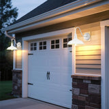 10'' Diameter Outdoor Gooseneck Barn Light Fixture with Wall Mount, White Exterior Waterproof Porch Barn Door Wall | Lumora