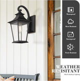Emliviar Outdoor Wall Lantern, 1-Light Exterior Wall Mount Light with Clear Glass in Black Finish, 18" Height | Lumora