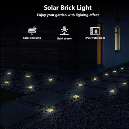 keeda Solar Brick Lights Waterproof Solar Path Ice Cube Lights Outdoor LED Decorative Ice Block Floor Tile Lights for Garden, Pathway, Patio, Walkway (Warm White, Pack of 1)