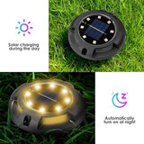 Fohil 12 Pack Solar Ground Lights Outdoor,12 LEDs Solar Disk Lights Waterproof In-ground Lights for Pathway Lawn | Lumora