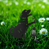 Garneck Outdoor Solar Lawn Lights - Dog Metal Garden Stake with Waterproof Solar Lantern - Decorative Yard Stakes | Lumora