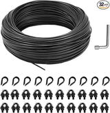 String Light Hanging Kit Outdoor, Full Black Globe String Lights Suspension Kit w/ 100FT PVC Coated Steel Cable & | Lumora