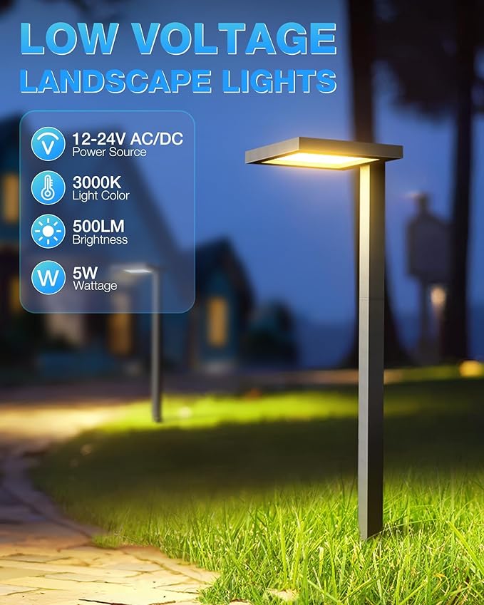 SUNVIE Low Voltage Landscape Lighting with Connectors 5W Anti-Glare LED Pathway Lights Wired Waterproof Outdoor | Lumora