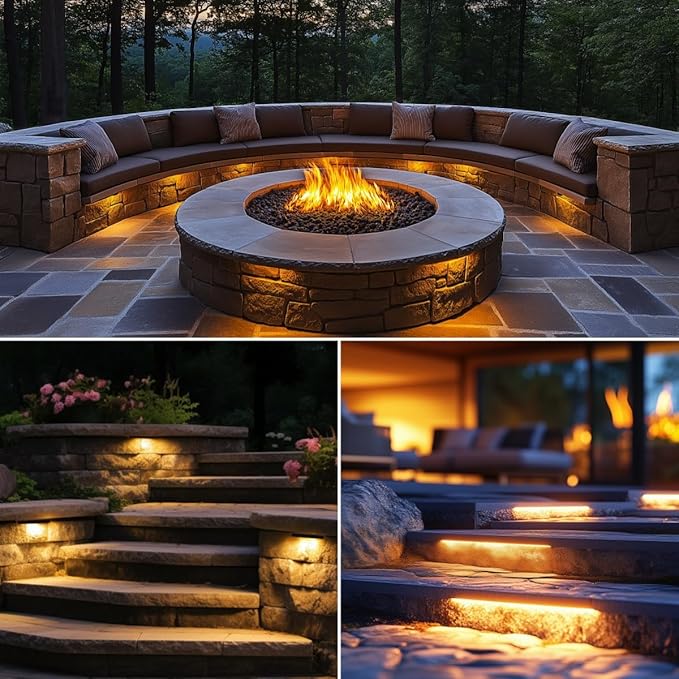 7 Inch Retaining Wall Lights Hardscape Lighting IP67 Waterproof, LED Outdoor Step Lights Low Voltage 12V, 2700K Warm White, Landscape Lights for Outdoor Stone Walls Patio Deck Stair Fence