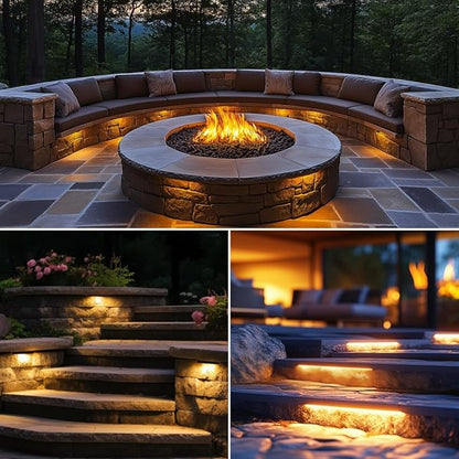 7 Inch Retaining Wall Lights Hardscape Lighting IP67 Waterproof, LED Outdoor Step Lights Low Voltage 12V, 2700K Warm White, Landscape Lights for Outdoor Stone Walls Patio Deck Stair Fence